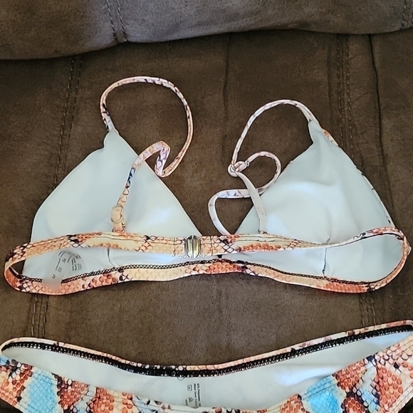 Python Snakeskin 3 Piece Festival Triangle Bikini Swimsuit Medium - Picture 5 of 7